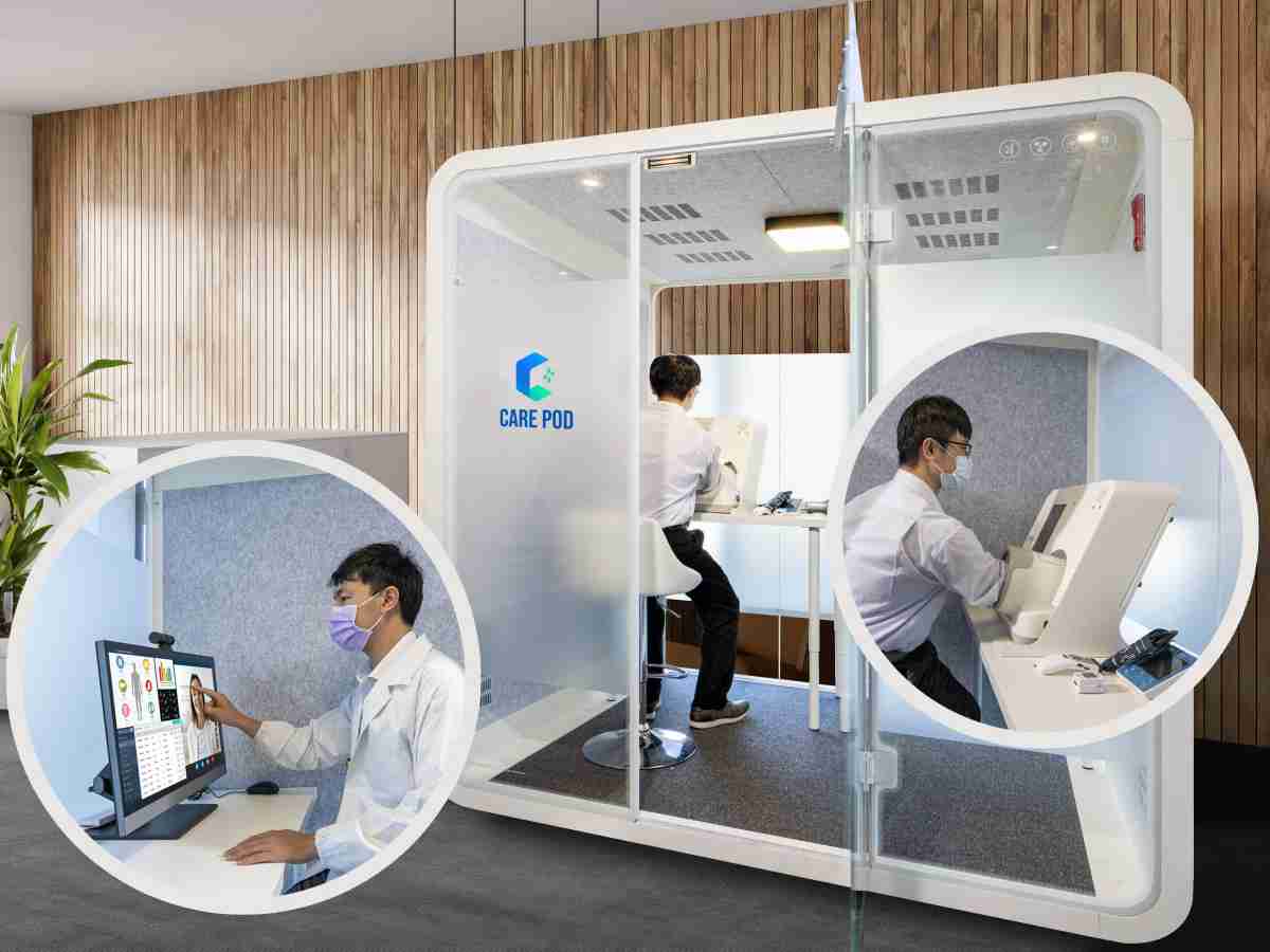 达擎于医疗科技展中展出＂远距诊疗舱＂，，，以因应医疗数字化及社会高龄化趋势下、、、复诊及慢性病患等族群对于远距看诊需求逐渐升高所推出的创新整合方案。。。多功能合一、、高隐私性的远距诊疗舱可根据病患端与医师端的不同需求，，，提供弹性化及客制化功能，，，，节省医生和病患的精力及时间